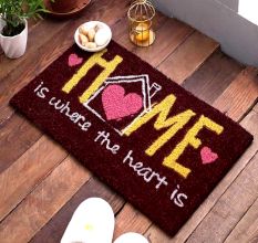 SWHF Premium Coir and Rubber Quirky Design Door and Floor Mat : Home is Where the Heart is
